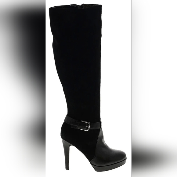 Audrey Brooke Womens Tall Black Leather Boots size 9 - Picture 1 of 4